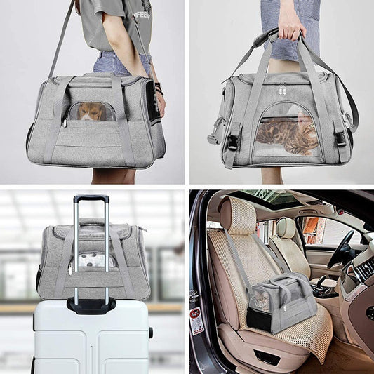 Portable Foldable Pet Carrier Bag with Fur Pad