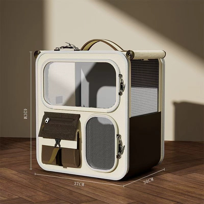Wheeled Pet Carrier Backpack with Transparent Panels