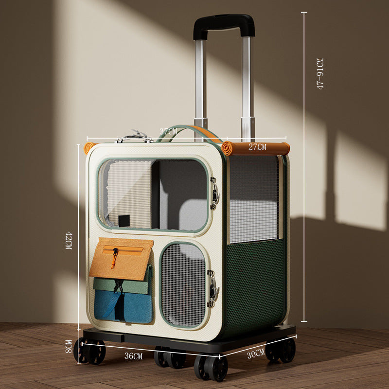 Wheeled Pet Carrier Backpack with Transparent Panels