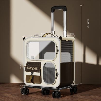 Wheeled Pet Carrier Backpack with Transparent Panels