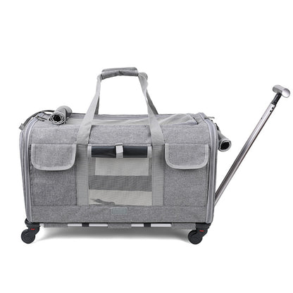 Foldable Pet Travel Carrier Trolley Box
