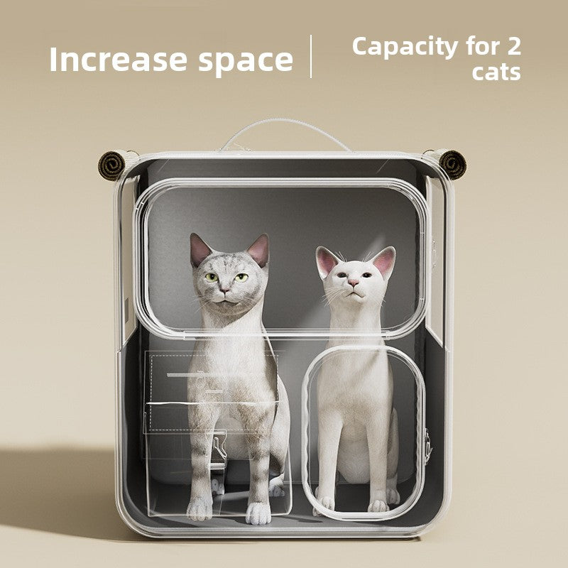 Wheeled Pet Carrier Backpack with Transparent Panels
