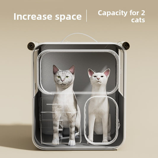 Wheeled Pet Carrier Backpack with Transparent Panels