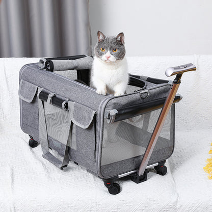 Foldable Pet Travel Carrier Trolley Box