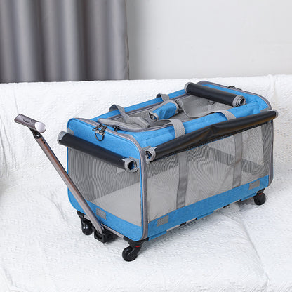 Foldable Pet Travel Carrier Trolley Box
