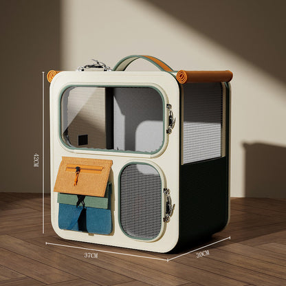 Wheeled Pet Carrier Backpack with Transparent Panels