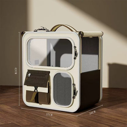Wheeled Pet Carrier Backpack with Transparent Panels