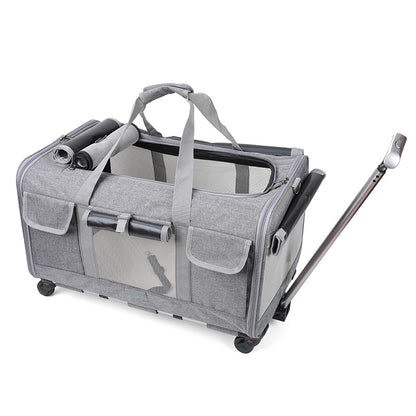 Foldable Pet Travel Carrier Trolley Box